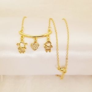 My Girl and Boy Necklace. 14K Gold Plated. New